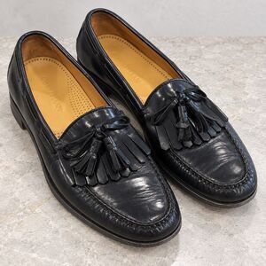 Cole Haan Mens Pinch Tassel Black Leather Loafers Slip On Size 9.5 D - C02691